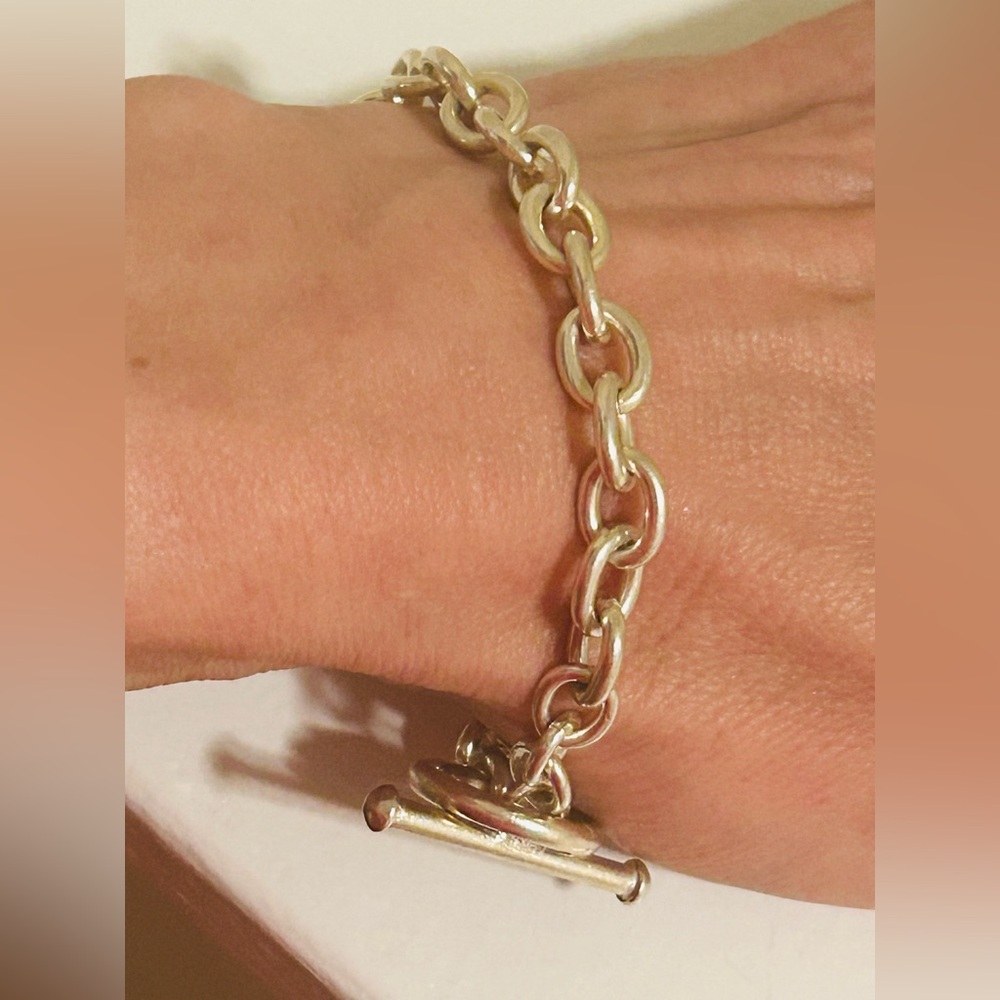 Sterling Silver Solid Link Bracelet - 7.5” - image 2